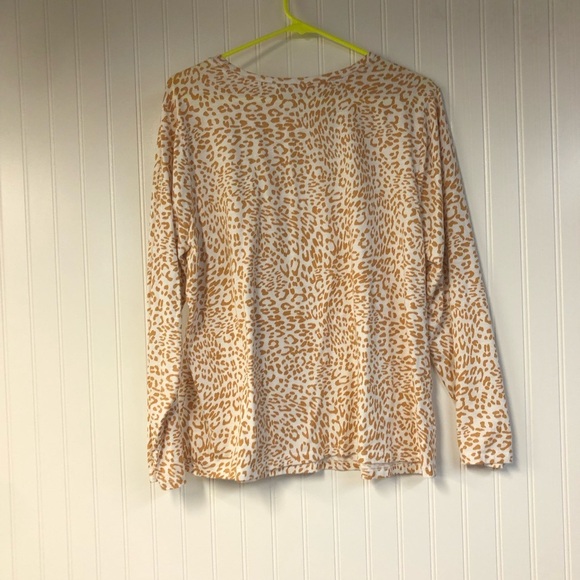 Land Bryant Brown White Leopard Print Long Sleeve Top 14/16 Crewneck Pullover - Picture 4 of 4